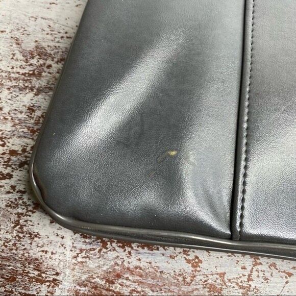 Vintage 1950s 59s 1960s 69s grey leather Brown Lucite handle purse - Picture 4 of 10